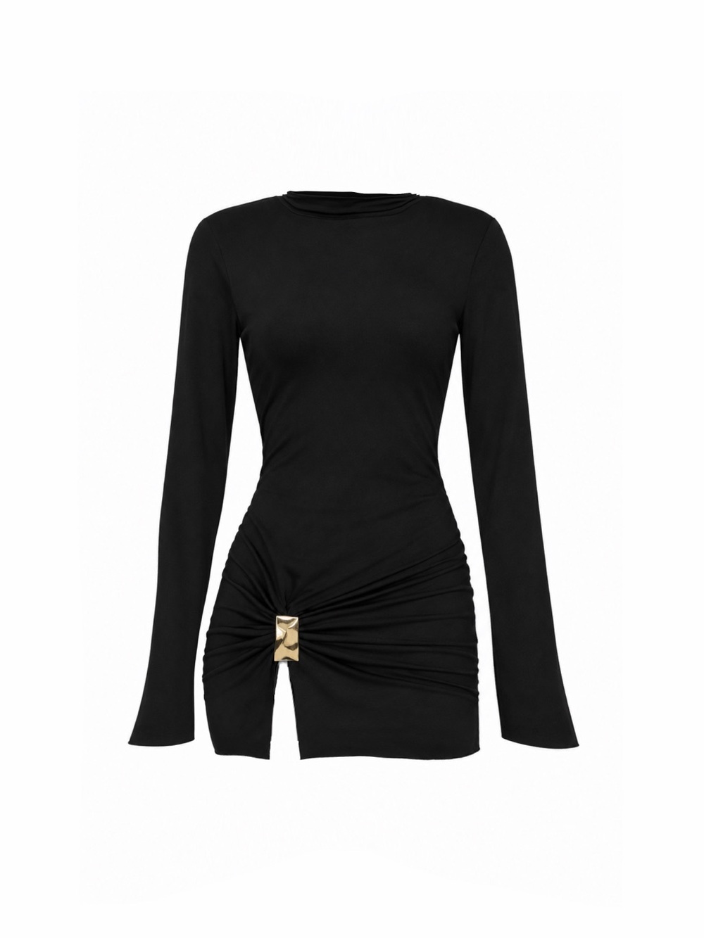 NEW Long-Sleeve Twist-Front slit dress na-kd motel rocks beginning boutique sabo